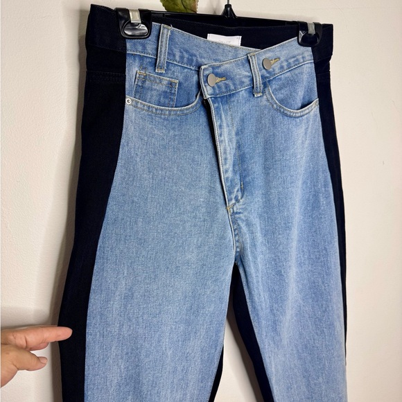 Oak + Fort Two-Tone Crossover Jeans NWT - Picture 6 of 12